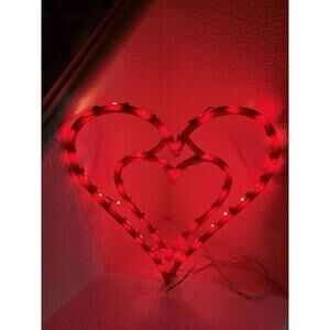 Valentine's Day Red Light Double Heart Lighted Silhouette Decoration